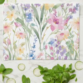 Kleurrijke Waterverf Bloemen Theedoek