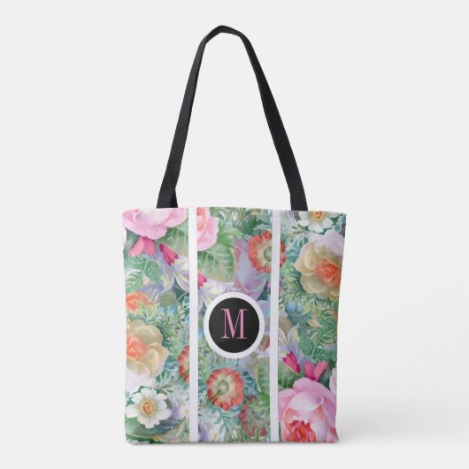 Kleurrijke Waterverf bloemen Tote Bag (Achterkant)