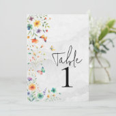 Kleurrijke Waterverf Bloemen Vlinder Tafelnummer (Staand voorkant)