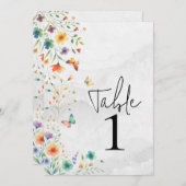 Kleurrijke Waterverf Bloemen Vlinder Tafelnummer (Voorkant / Achterkant)