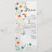 Kleurrijke Waterverf Bloemen Vlinder Wedding Menu (Voorkant)