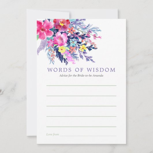 Kleurrijke Waterverf Bloemen Vrijgezellenfeest Adv Kaart (Voorkant)