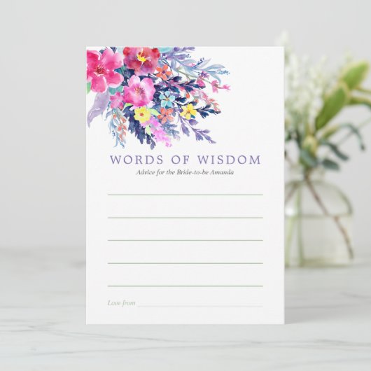 Kleurrijke Waterverf Bloemen Vrijgezellenfeest Adv Kaart (Staand voorkant)