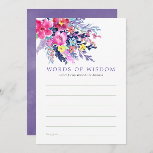 Kleurrijke Waterverf Bloemen Vrijgezellenfeest Adv Kaart (Voorkant / Achterkant)