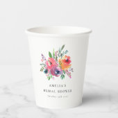 Kleurrijke Waterverf Bloemen Vrijgezellenfeest Cus Papieren Bekers (Voorkant)