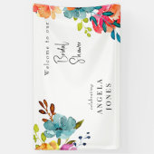 Kleurrijke Waterverf Bloemen Vrijgezellenfeest Spandoek (Verticaal)