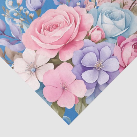 Kleurrijke Waterverf Bloemen Zee Schildpad Decoupa Tissuepapier (Detail)