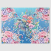 Kleurrijke Waterverf Bloemen Zee Schildpad Decoupa Tissuepapier (Voorkant)