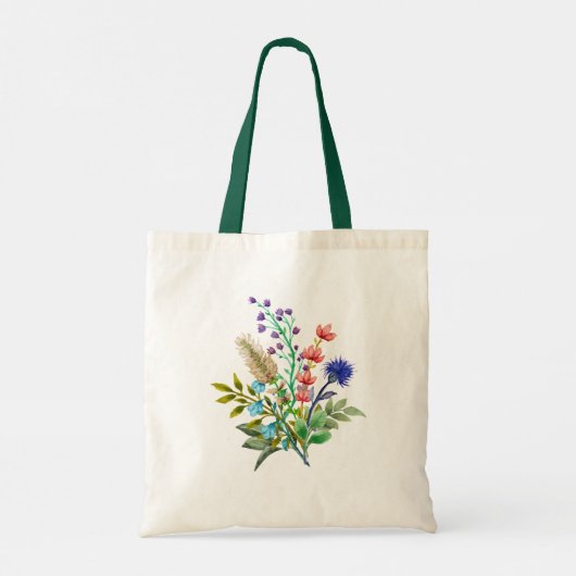 Kleurrijke Waterverf Bloemen Zomer Canvas tas (Achterkant)