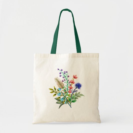 Kleurrijke Waterverf Bloemen Zomer Canvas tas (Voorkant)
