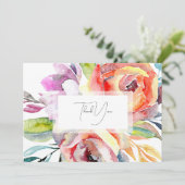 Kleurrijke Waterverf bloemenbruiloft dank u Bedankkaart (Staand voorkant)