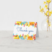 Kleurrijke Waterverf bloemenbruiloft dank u Kaart (Gele Bloem)