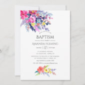 Kleurrijke Waterverf bloemendoop of doop Kaart (Voorkant)