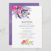 Kleurrijke Waterverf bloemendoop of doop Kaart (Voorkant / Achterkant)