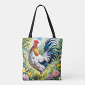 Kleurrijke Waterverf Bloemenhaan Tote Bag (Achterkant)