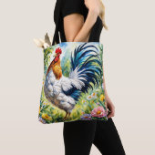 Kleurrijke Waterverf Bloemenhaan Tote Bag (Dichtbij)