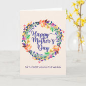 Kleurrijke Waterverf bloemenkrans | MOEDERDAG Kaart (Gele Bloem)