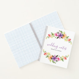 Kleurrijke waterverf bloemenkrans notitieboek