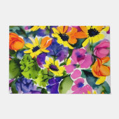 Kleurrijke Waterverf Bloemenkunst Deurmat (Voorkant)