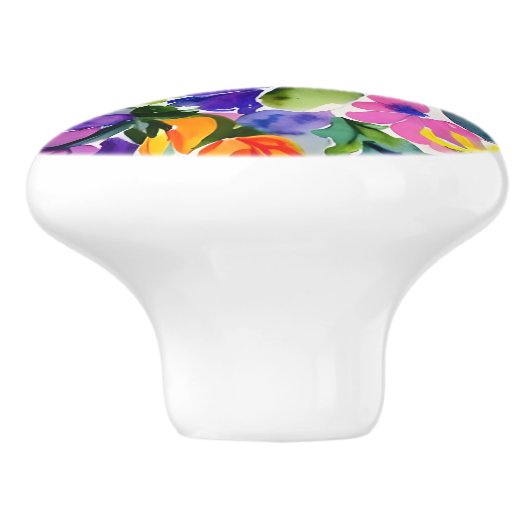 Kleurrijke Waterverf Bloemenkunst Keramische Knop (Zijkant)