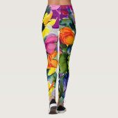 Kleurrijke Waterverf Bloemenkunst Leggings (Achterkant)