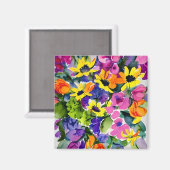 Kleurrijke Waterverf Bloemenkunst Magneet (Voorkant / Achterkant)
