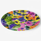 Kleurrijke Waterverf Bloemenkunst Papieren Bordje (Gekanteld)