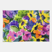 Kleurrijke Waterverf Bloemenkunst Theedoek (Horizontaal)