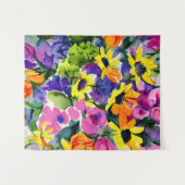 Kleurrijke Waterverf Bloemenkunst Wandkleed (Voorkant (horizontaal))