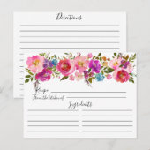 Kleurrijke Waterverf Bloemenrecept Kaart (Voorkant / Achterkant)