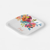 Kleurrijke Waterverf Bloemenshowers Papieren Bordje (Gebogen)