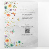 Kleurrijke Waterverf Bloemenvlinder bruiloft Drieluik Uitnodiging (Binnenzijde eerst)