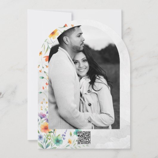 Kleurrijke Waterverf Bloemenvlinder bruiloft Kaart (Achterkant)