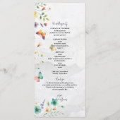 Kleurrijke Waterverf Bloemenvlinder bruiloft Programmakaart (Achterkant)