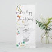 Kleurrijke Waterverf Bloemenvlinder bruiloft Programmakaart (Staand voorkant)
