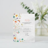 Kleurrijke Waterverf Bloemenvlinder bruiloft RSVP Kaart (Staand voorkant)