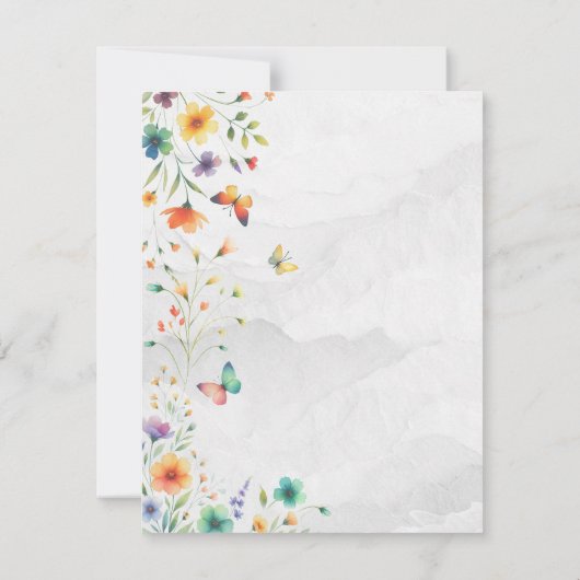 Kleurrijke Waterverf Bloemenvlinder bruiloft RSVP Kaart (Achterkant)