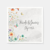Kleurrijke Waterverf Bloemenvlinder bruiloft Servet (Voorkant)