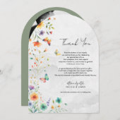 Kleurrijke Waterverf Bloemenvlinder Dank u Kaart (Voorkant / Achterkant)