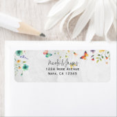 Kleurrijke Waterverf bloemenvlinder Etiket (Insitu)