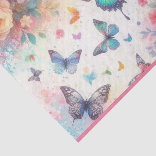 Kleurrijke Waterverf bloemenvlinders Tissuepapier (Detail)