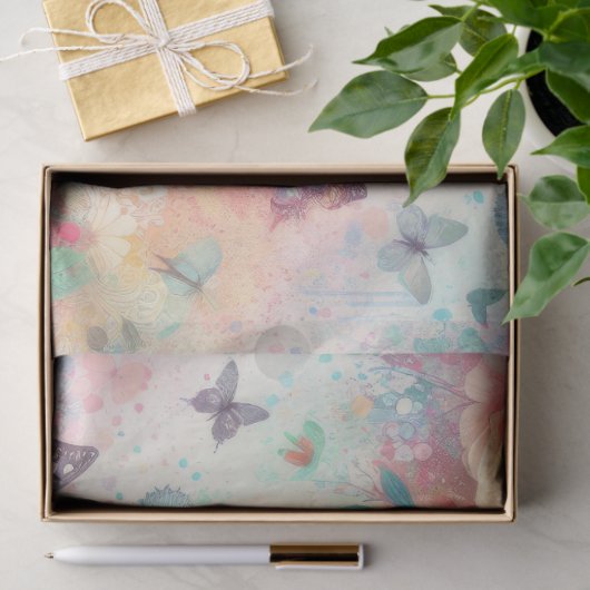 Kleurrijke Waterverf bloemenvlinders Tissuepapier (Geschenk)