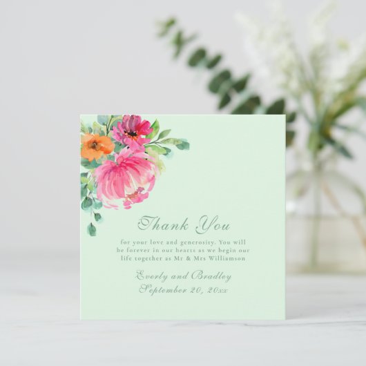 Kleurrijke Waterverf bloemfoto dank u kaart (Staand voorkant)