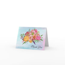 Kleurrijke Waterverf Bloemige Bedankkaart