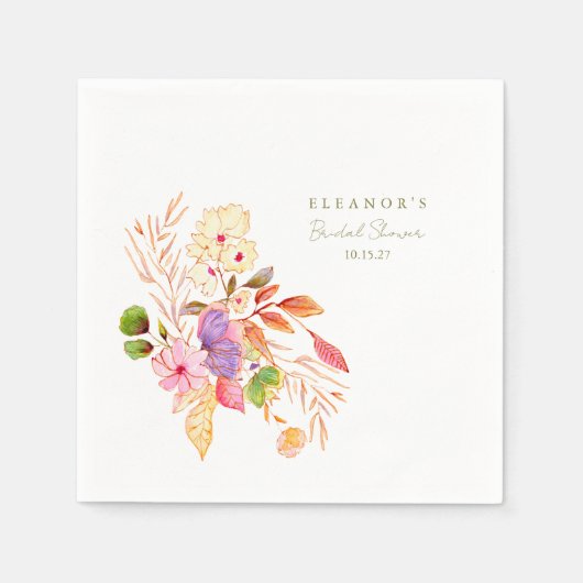 Kleurrijke Waterverf Bloemige Brunch Bruisende Fee Servet (Voorkant)