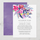 Kleurrijke waterverf bloemige trouwgastenlijst aankondiging (Voorkant / Achterkant)
