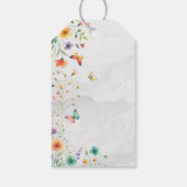 Kleurrijke Waterverf Bloemige Vlinder Bruiloft Cadeaulabel (Achterkant)