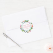 Kleurrijke Waterverf bloemmotief | Dank u Ronde Sticker (Envelop)