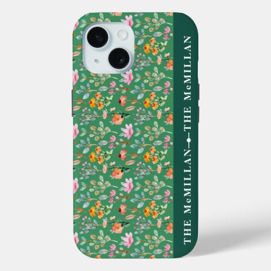  Kleurrijke waterverf bloemmotief roze Case-Mate iPhone Case (Achterkant)