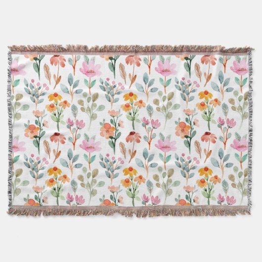 Kleurrijke waterverf bloemmotief roze Deken (Voorkant)